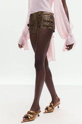 Bokamoso Tokalı Deri Mini şort